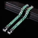 Natural Ice-Glutinous Jadeite Cuban Link Bracelet | 10mm Bold Geometric Chain for Wealth 1 - Buddha Bodhis Natural Ice-Glutinous Jadeite Cuban Link Bracelet 10mm Bold Geometric Chain for Wealth