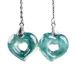 Natural Ice-Glutinous Jadeite Heart Drop Earrings | S925 Silver Love Amulet 4 - Buddha Bodhis Natural Ice-Glutinous Jadeite Heart Drop Earrings S925 Silver Love Amulet