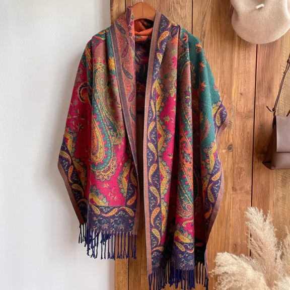 Oversized Vibrant Bohemian Paisley Meditation Shawl | Multi-Color Prayer Wrap for Chakra Balance 5 - Buddha Bodhis Oversized Vibrant Bohemian Paisley Meditation Shawl | Multi-Color Prayer Wrap for Chakra Balance