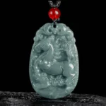 Natural Blue Aura Jadeite 12 Chinese Zodiac Pendant | Personalized Soul Guardian & 2026 Luck - Buddha Bodhis Buddha Bodhis Chinese Zodiac Jade Year of the Horse Luck Rope Necklace Pendant - Horse