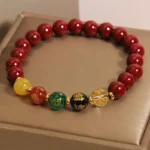 Handcrafted Natural Red Cinnabar Bracelet | Five-Way Wealth God Amulet for Prosperity & Protection 2 - Buddha Bodhis Handcrafted Natural Red Cinnabar Bracelet Five-Way Wealth God Amulet for Prosperity & Protection