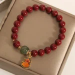 Handcrafted Natural Red Cinnabar Bracelet | Gourd (Hulu) Amulet for Protection & Prosperity 1 - Buddha Bodhis Handcrafted Natural Red Cinnabar Bracelet Gourd (Hulu) Amulet for Protection & Prosperity