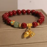 Handcrafted Natural Red Cinnabar & Jade Bracelet | Lotus Seed Pod Amulet for Protection & Abundance 4 - Buddha Bodhis Handcrafted Natural Red Cinnabar & Jade Bracelet Lotus Seed Pod Amulet for Protection & Abundance