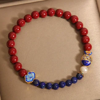 Home 34 - Buddha Bodhis Handcrafted Natural Red Cinnabar & Lapis Lazuli Bracelet Koi Fish Amulet for Wealth & Success