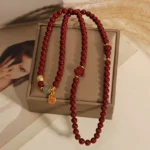 Handcrafted Natural Red Cinnabar Multi-Wrap Bracelet | Gourd & Fortune Welcome Amulet 1 - Buddha Bodhis Handcrafted Natural Red Cinnabar Multi-Wrap Bracelet Gourd & Fortune Welcome Amulet