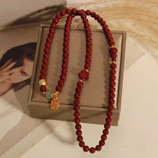 Home 41 - Buddha Bodhis Handcrafted Natural Red Cinnabar Multi-Wrap Bracelet Gourd & Fortune Welcome Amulet