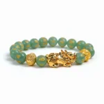 Natural 10mm Green Aventurine Pixiu Bracelet | Om Mani Padme Hum for Luck & Wealth - Buddha Bodhis Natural 10mm Green Aventurine Pixiu Bracelet Om Mani Padme Hum for Luck & Wealth