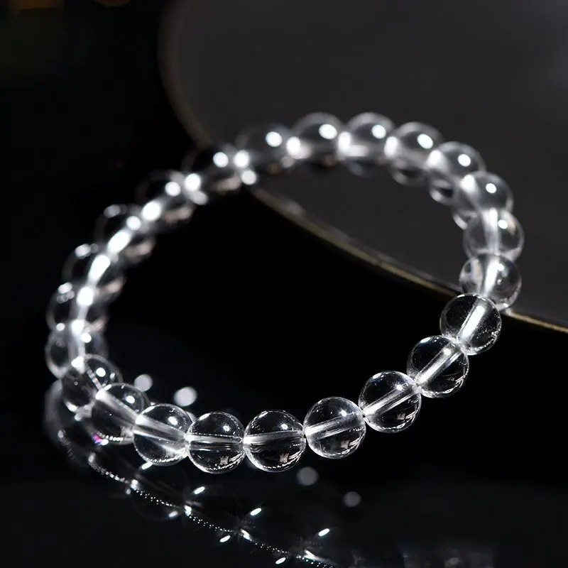 Natural Clear Quartz Bracelet Master Healer Beads for Focus, Clarity & Aura Cleansing (1) Natural Clear Quartz Bracelet Master Healer Beads for Focus, Clarity & Aura Cleansing