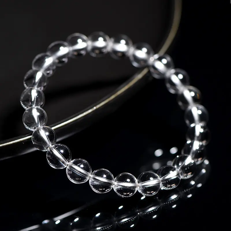 Natural Clear Quartz Bracelet Master Healer Beads for Focus, Clarity & Aura Cleansing (3) Natural Clear Quartz Bracelet Master Healer Beads for Focus, Clarity & Aura Cleansing