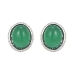 Natural Green Chalcedony & S925 Silver Stud Earrings | Radiant Halo for Emotional Calm 4 - Buddha Bodhis Natural Green Chalcedony & S925 Silver Stud Earrings | Radiant Halo for Emotional Calm