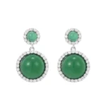 Natural Green Chalcedony & S925 Silver Stud Earrings | Vintage Halo Design for Heart Healing 4 - Buddha Bodhis Natural Green Chalcedony & S925 Silver Stud Earrings Vintage Halo Design for Heart Healing