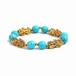 Natural 10mm Turquoise Pixiu Bracelet | Quad-Guardian for Wealth & Protection - Buddha Bodhis Natural 10mm Turquoise Pixiu Bracelet | Quad-Guardian for Wealth & Protection