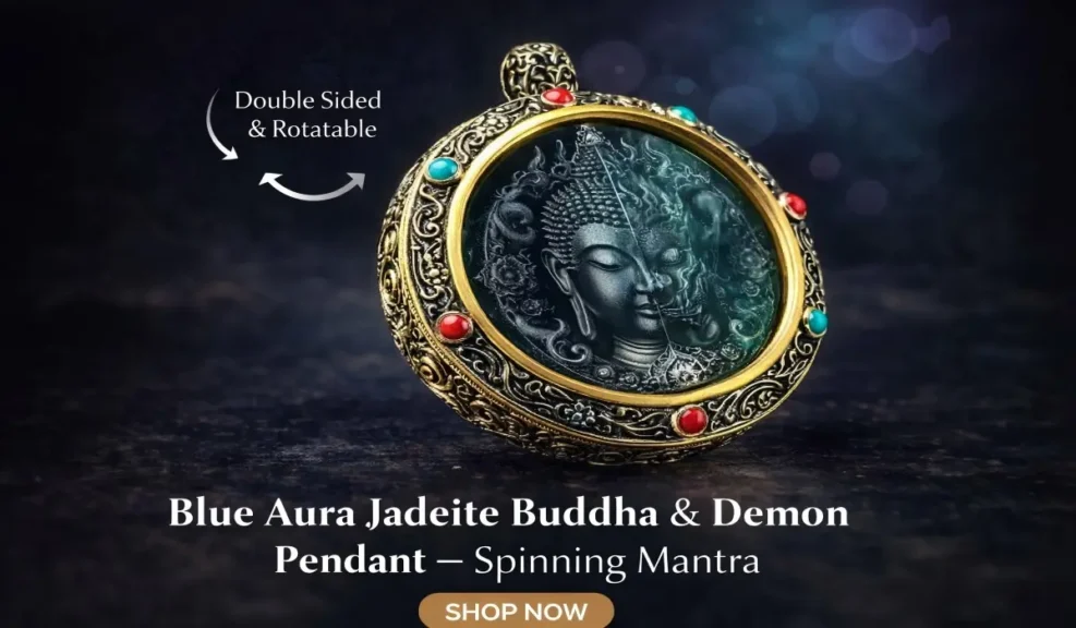 The Spiritual Meaning and Symbolism of the Six-Pointed Star 4 - Buddha Bodhis Blue Aura Jadeite Buddha & Demon Pendant – Spinning Mantra
