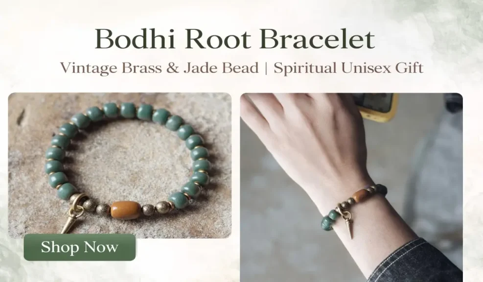 The Meaning and Spiritual Rules of the Blessed Tibetan Red String Bracelet 4 - Buddha Bodhis Bodhi Root Bracelet | Vintage Brass & Jade Bead | Spiritual Unisex Gift