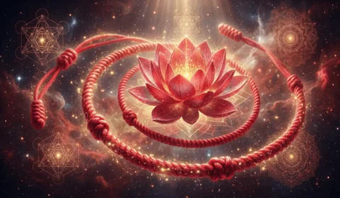 tibetan-red-string-bracelet-lotus-spiritual-protection