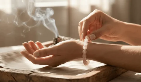 wearing-crystal-bracelet-meditation-energy