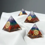 7 Chakra Natural Gemstone Orgonite Pyramid - Handcrafted Energy Generator 1 - Buddha Bodhis 7 Chakra Natural Gemstone Orgonite Pyramid - Handcrafted Energy Generator