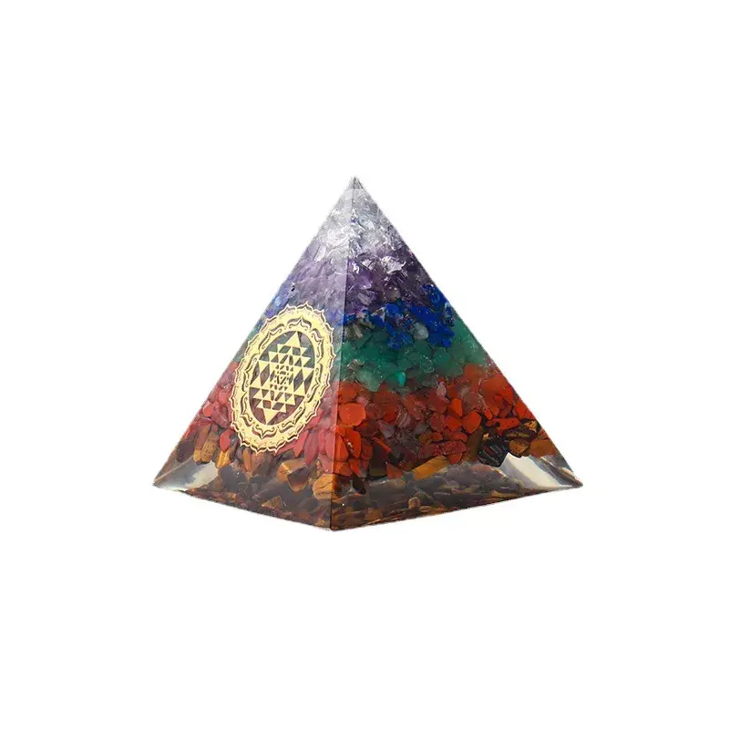 7 Chakra Natural Gemstone Orgonite Pyramid - Handcrafted Energy Generator (4) 7 Chakra Natural Gemstone Orgonite Pyramid - Handcrafted Energy Generator