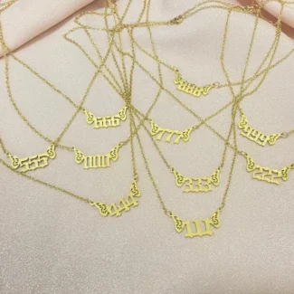 Home 41 - Buddha Bodhis Butterfly Angel Number Necklace - Stainless Steel Gold Amulet for Women