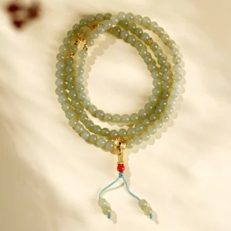 Home 10 - Buddha Bodhis Handcrafted 108 Hetian Jade Mala Bracelet Natural Southern Red Agate Amulet
