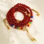 Handcrafted 108 Red Agate Mala Bracelet | Lapis Lazuli & Agate Amulet 5 - Buddha Bodhis Handcrafted 108 Red Agate Mala Bracelet Lapis Lazuli & Agate Amulet