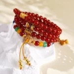 Handcrafted 108 Red Agate Mala Bracelet | Lapis Lazuli & Agate Amulet 2 - Buddha Bodhis Handcrafted 108 Red Agate Mala Bracelet Lapis Lazuli & Agate Amulet