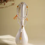 Handcrafted 108 White Crystal Mala Bracelet with Amber | Buddha Bodhis 1 - Buddha Bodhis Handcrafted 108 White Crystal Mala Bracelet with Amber Buddha Bodhis