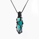 Handcrafted Natural Fluorite Crystal Point Wrapped Pendant - Buddha Bodhis Handcrafted Natural Fluorite Crystal Point Wrapped Pendant - Buddha Bodhis