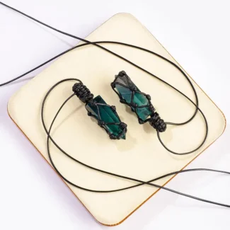 Handcrafted Natural Fluorite Crystal Point Wrapped Pendant - Buddha Bodhis