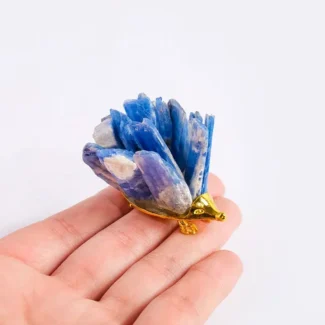 Handcrafted Natural Kyanite Hedgehog Ornament | Modern Desktop Decor