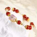 Red Agate & Shell Pearl Bracelet - Protection & Serenity 2 - Buddha Bodhis Handcrafted Natural Red Agate & Shell Pearl Bracelet - Buddha Bodhis