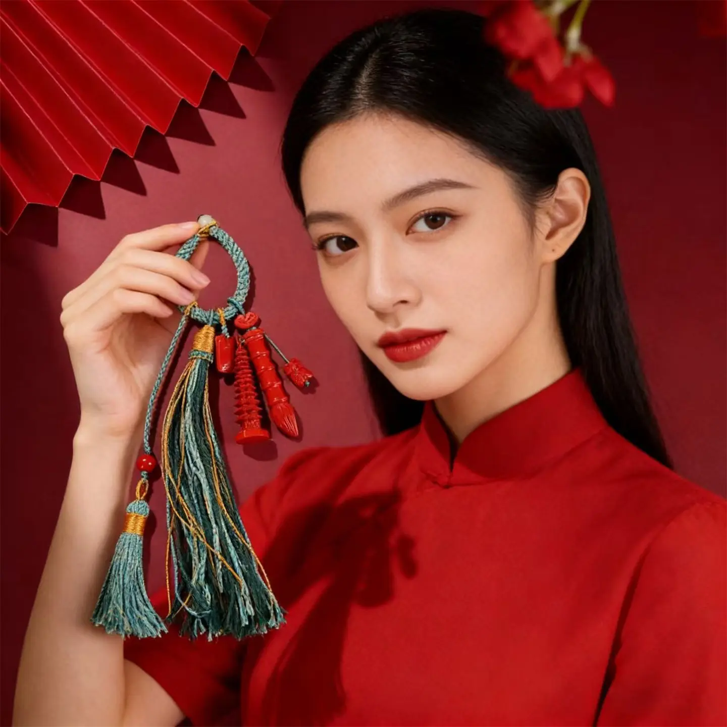 Handcrafted Natural Red Cinnabar Wenchang Pagoda Keychain Wisdom & Focus Amulet (3) Handcrafted Natural Red Cinnabar Wenchang Pagoda Keychain Wisdom & Focus Amulet