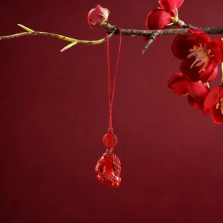 Home 30 - Buddha Bodhis Handcrafted Natural Red Cinnabar Year of the Horse Phone Charm 2026 Zodiac Protection Amulet