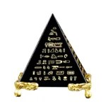 Natural Black Obsidian Pyramid Statue - Hand-Engraved Protection Decor 3 - Buddha Bodhis Natural Black Obsidian Pyramid Statue - Hand-Engraved Protection Decor