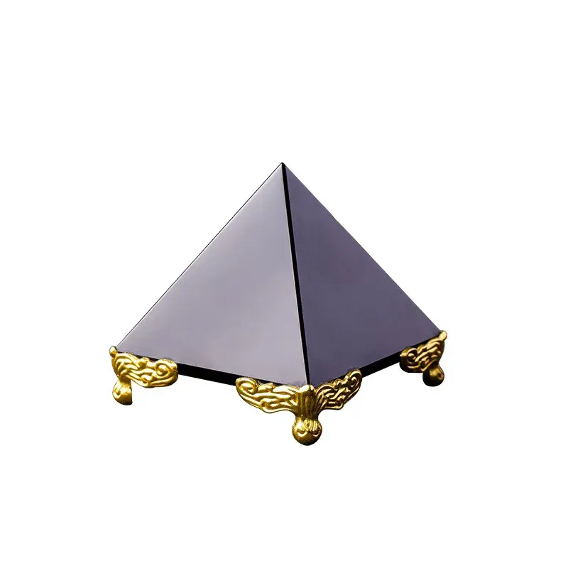 Natural Black Obsidian Pyramid Statue - Handcrafted Protection & Grounding Decor (4) Natural Black Obsidian Pyramid Statue - Handcrafted Protection & Grounding Decor