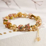 Natural Citrine Butterfly Bracelet - Handcrafted Enamel Meditation Jewelry 4 - Buddha Bodhis Natural Citrine Butterfly Bracelet - Handcrafted Enamel Meditation Jewelry