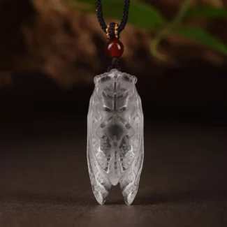 Home 10 - Buddha Bodhis Natural Clear Quartz Cicada Pendant - Hand-Carved Success & Rebirth Amulet