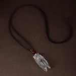 Natural Clear Quartz Cicada Pendant - Hand-Carved Success & Rebirth Amulet 2 - Buddha Bodhis Natural Clear Quartz Cicada Pendant - Hand-Carved Success & Rebirth Amulet