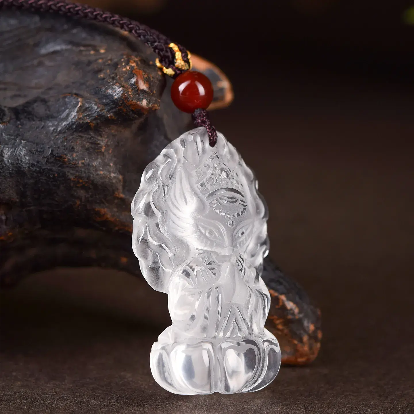 Natural Clear Quartz Fox Pendant - Hand-Carved Love & Charm Amulet (1) Natural Clear Quartz Fox Pendant - Hand-Carved Love & Charm Amulet