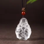 Natural Clear Quartz God of Wealth Pendant - Hand-Carved Prosperity Amulet 2 - Buddha Bodhis Natural Clear Quartz God of Wealth Pendant - Hand-Carved Prosperity Amulet