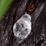 Natural Clear Quartz God of Wealth Pendant - Hand-Carved Prosperity Amulet 3 - Buddha Bodhis Natural Clear Quartz God of Wealth Pendant - Hand-Carved Prosperity Amulet