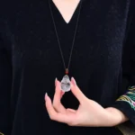 Natural Clear Quartz God of Wealth Pendant - Hand-Carved Prosperity Amulet 1 - Buddha Bodhis Natural Clear Quartz God of Wealth Pendant - Hand-Carved Prosperity Amulet