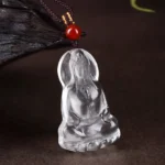 Natural Clear Quartz Guan Yin Pendant - Hand-Carved Compassion Amulet - Buddha Bodhis Natural Clear Quartz Guan Yin Pendant - Hand-Carved Compassion Amulet