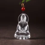 Natural Clear Quartz Guan Yin Pendant - Hand-Carved Compassion Amulet 3 - Buddha Bodhis Natural Clear Quartz Guan Yin Pendant - Hand-Carved Compassion Amulet
