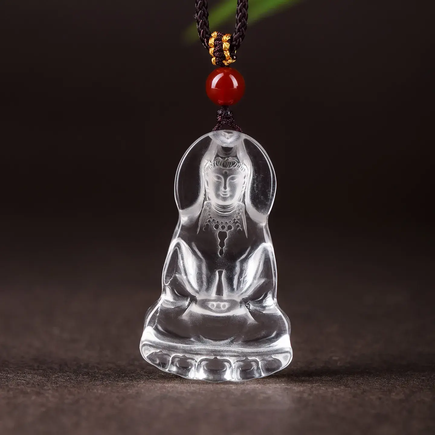 Natural Clear Quartz Guan Yin Pendant - Hand-Carved Compassion Amulet (2) Natural Clear Quartz Guan Yin Pendant - Hand-Carved Compassion Amulet