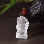 Natural Clear Quartz Military God of Wealth Necklace - Hand-Carved Amulet - Buddha Bodhis Natural Clear Quartz Military God of Wealth Necklace - Hand-Carved Amulet