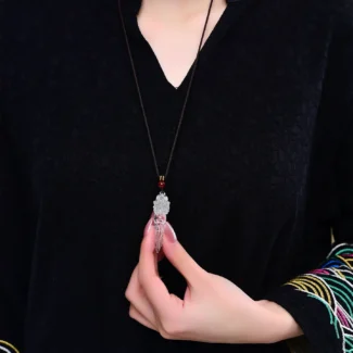 Home 13 - Buddha Bodhis Natural Clear Quartz Vajra Phurba Pendant - Hand-Carved Protection Amulet