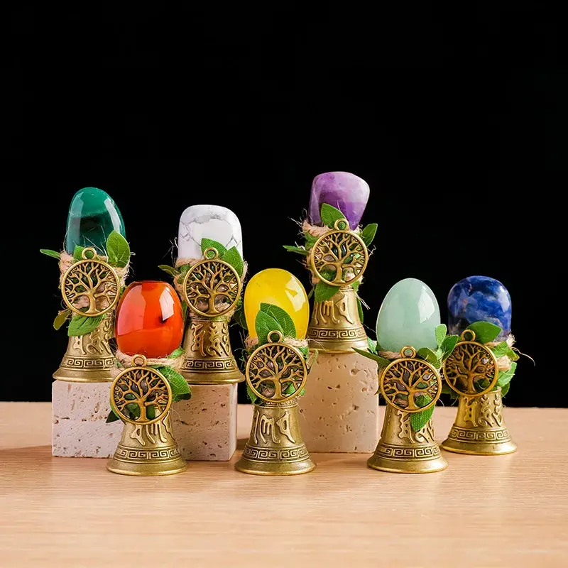 Natural Crystal Tree of Life Bell - Handmade Meditation Altar Decor (2) Natural Crystal Tree of Life Bell - Handmade Meditation Altar Decor