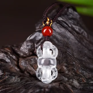 Home 20 - Buddha Bodhis Natural Crystal Vajra Pendant - Hand-Carved Dorje Protection Amulet