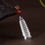 Natural Crystal Wen Chang Pagoda Necklace - Hand-Carved Wisdom Amulet 4 - Buddha Bodhis Natural Crystal Wen Chang Pagoda Necklace - Hand-Carved Wisdom Amulet